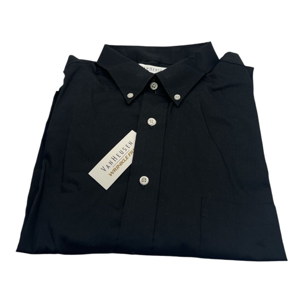 Van Heusen Men's Dark Shirt with White Buttons